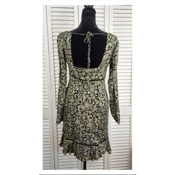 Free People Black Floral Mini Dress Size 2 NWT $128 - Picture 4 of 15